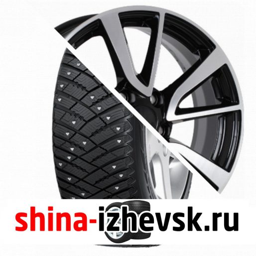 Колесо в сборе Goodyear Ultra Grip Ice Arctic SUV 225/65 R17 T 102 + КиК Серия Реплика КС699 (ZV 17 Teana) 7xR17 5×114.3 ET45 DIA66.1 Черный глянцевый с полированными элементами лицевой поверхности в Ижевске